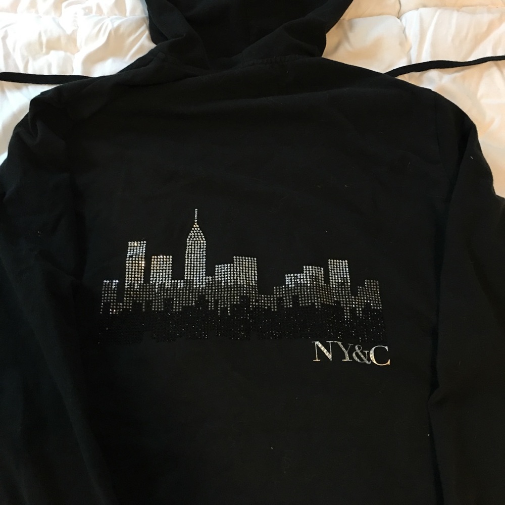 NY&Co Hooded Zip Up with Sequined Design on Back