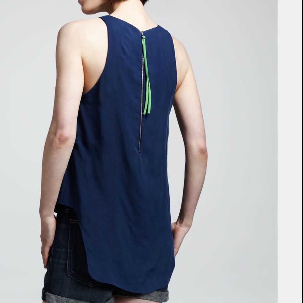 Rag and Bone High Low Silk Zipper Tank Size M