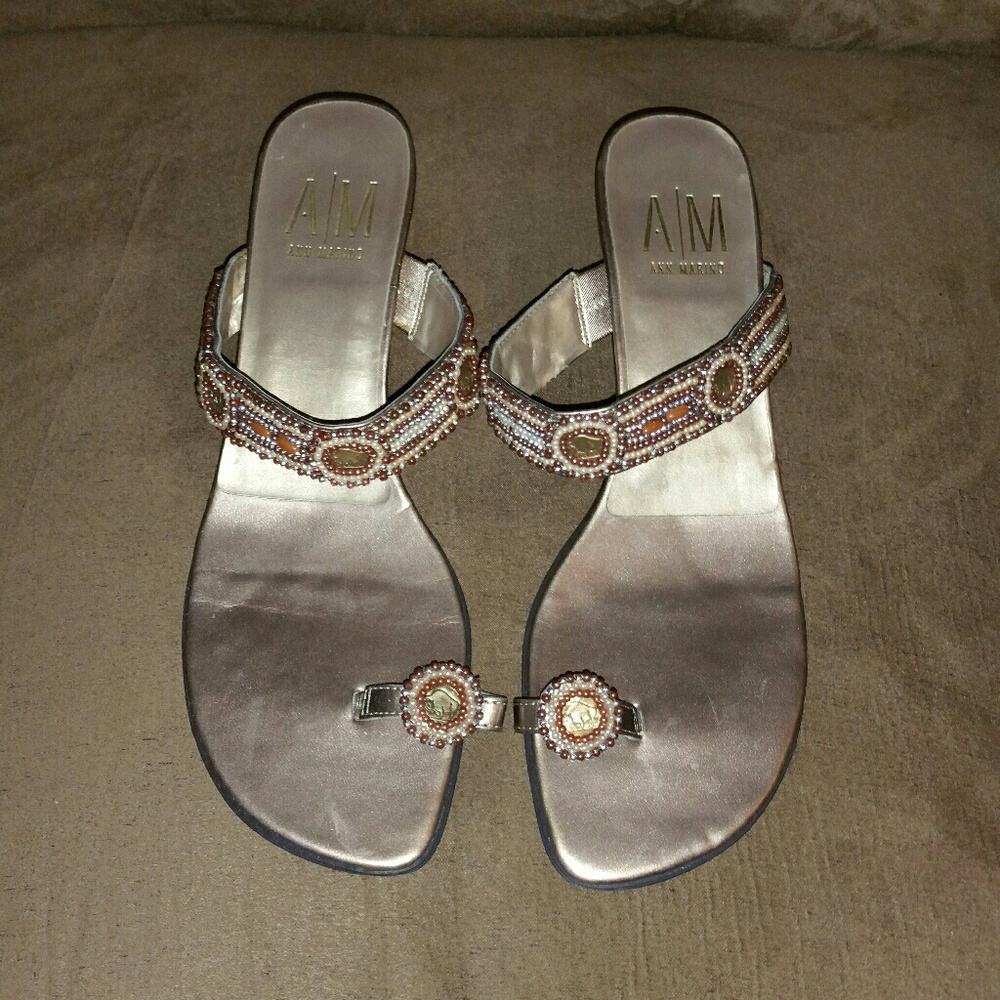 Tan heels with bead accents