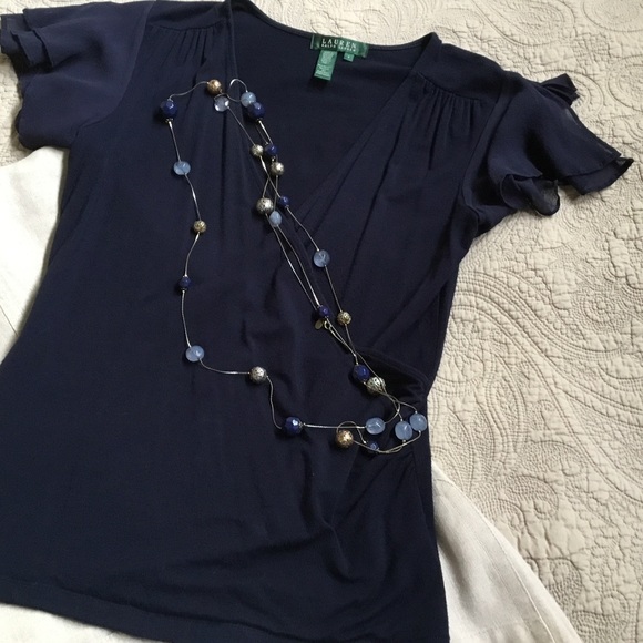 Ralph Lauren Tops - Ralph Lauren navy wrap top