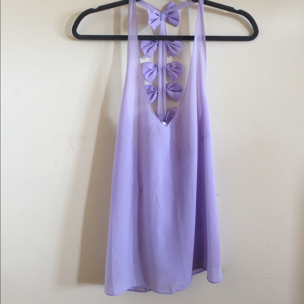 Millau lilac bow chiffon tank