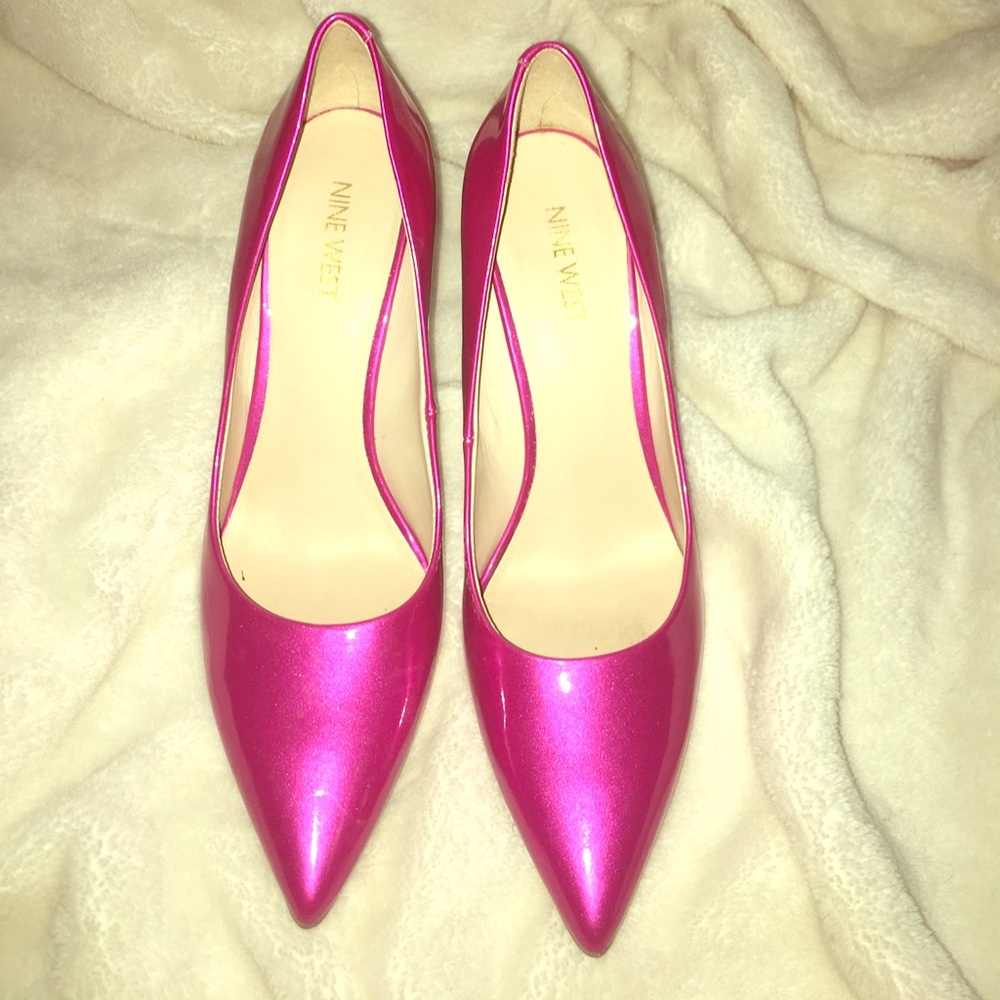 Nine West patent hot pink heels!