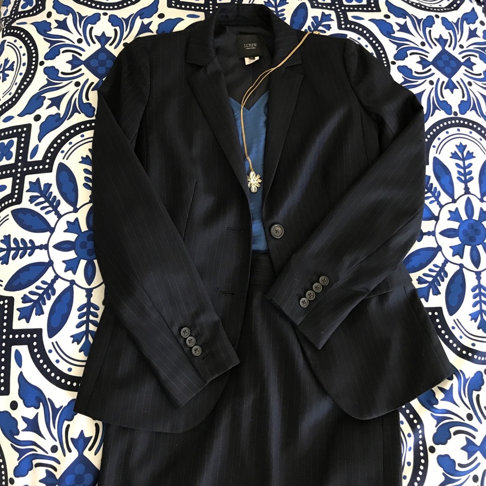 J. Crew Super 120s Navy Pinstripe Suit