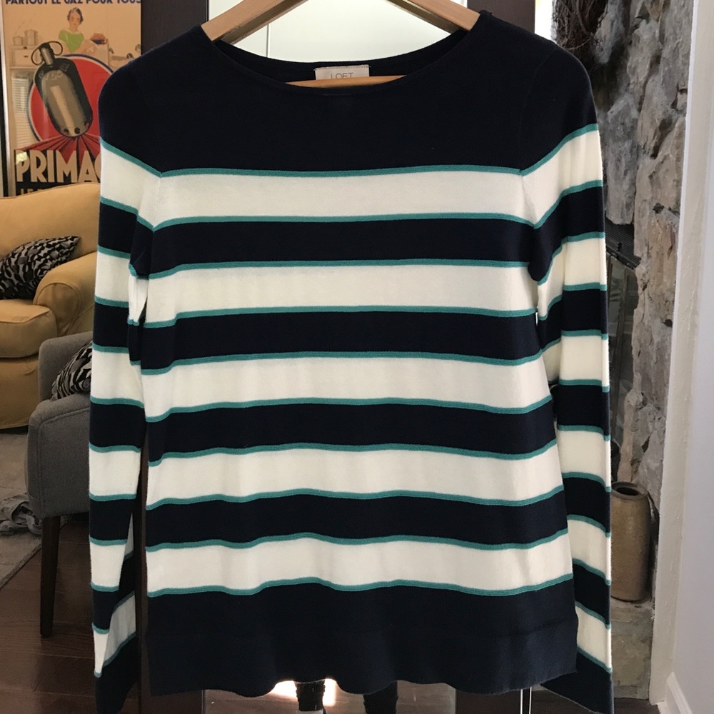 LOFT Color-block Striped Sweater