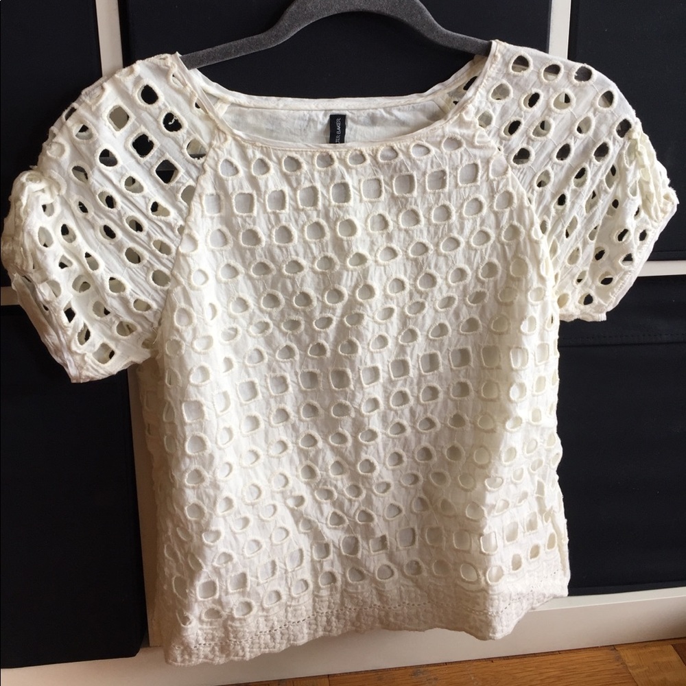 White holed cropped shirt
