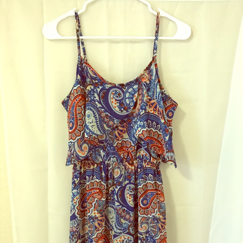 Xhilaration Blue and Orange Paisley Maxi