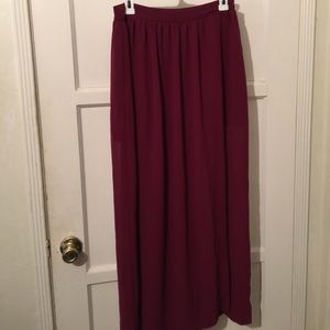 Burgundy Chiffon Maxi Skirt