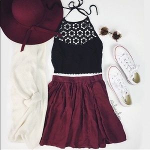 Flirty Forever 21 Burgundy skirt