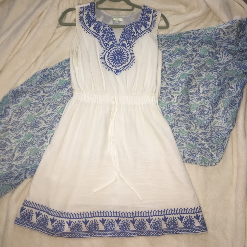 Jade blue and white dress