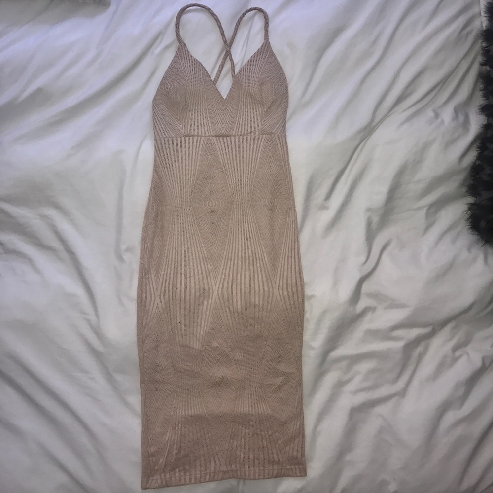 Nude mesh dress w/ nude lining & built in padding