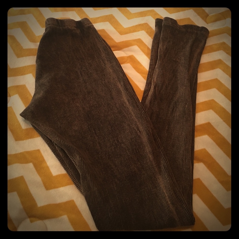 Chocolate Brown With Fade Wash Textured Leggings