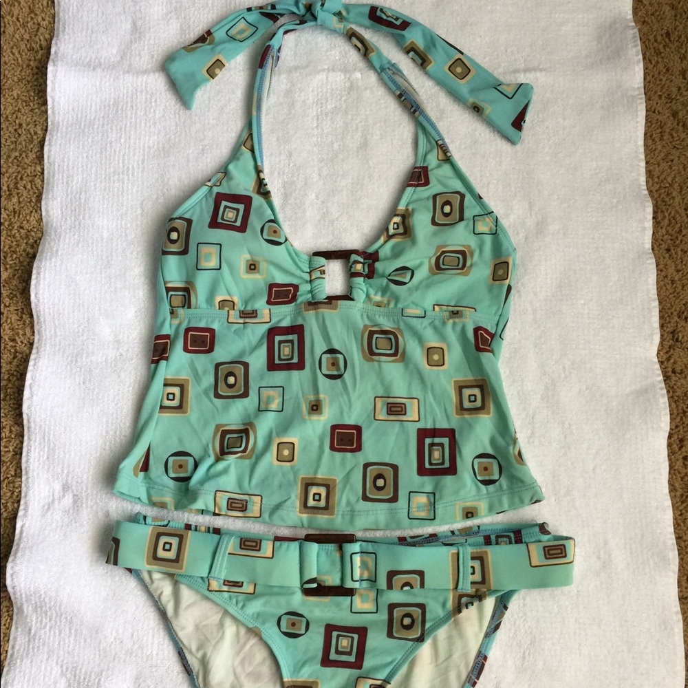 Geometric pattern Tankini Size 10- Tortoise Shell