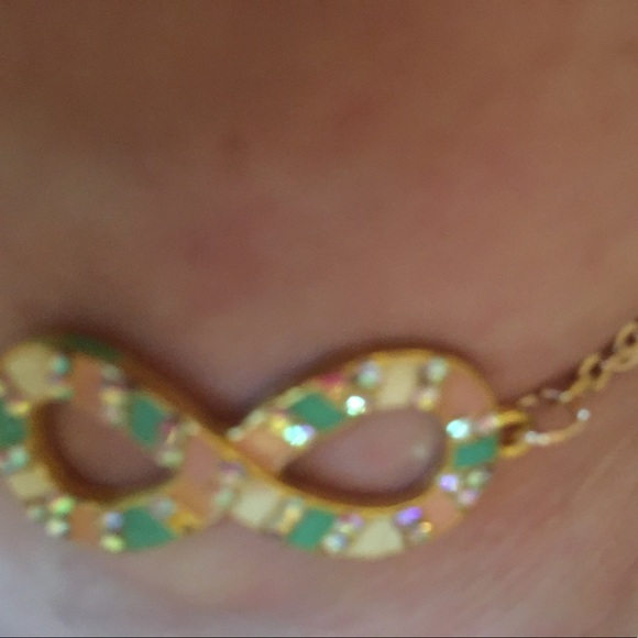 Rhinestone and enamel infinity ankle bracelet - Picture 2 of 3