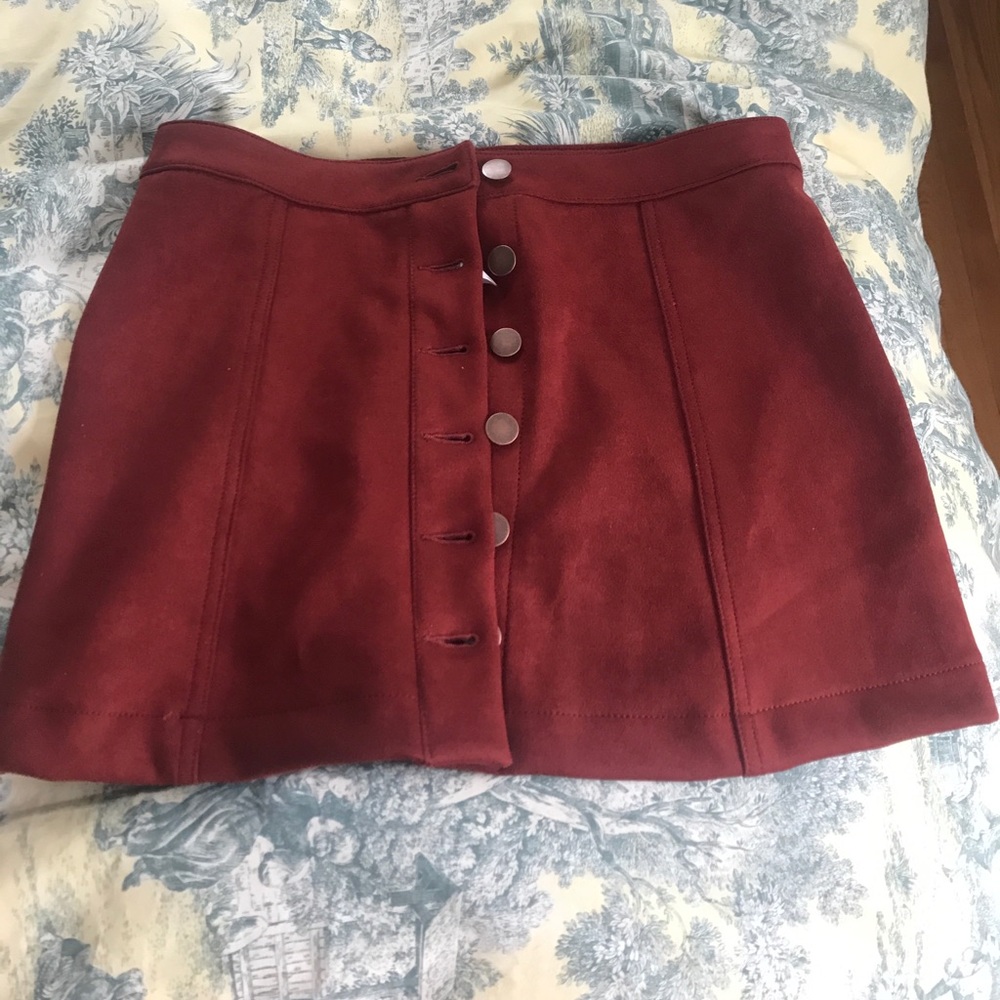 Burgundy button up skirt