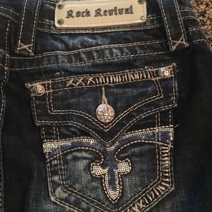 Rock revival jean skirt