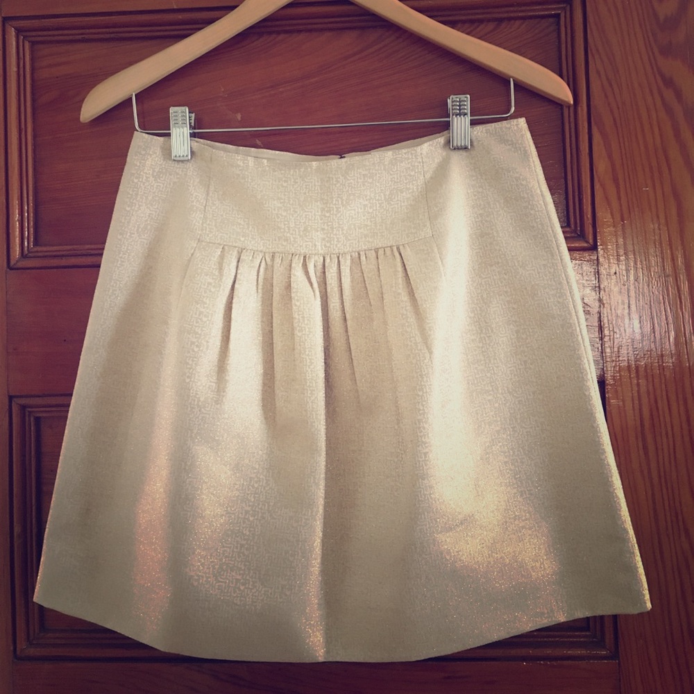 Timeless JCrew gold shimmer mid-length skirt, sz 2