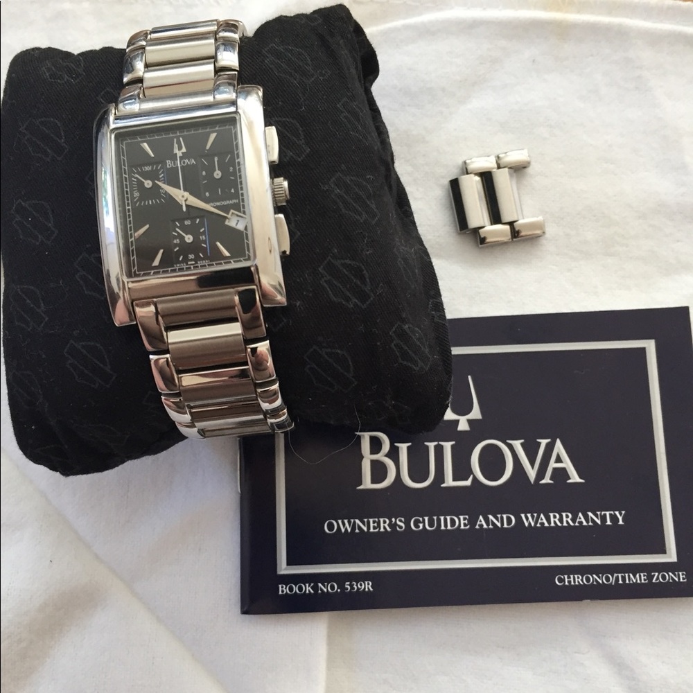 Bulova Chronograph Watch w/links & Owners Book.