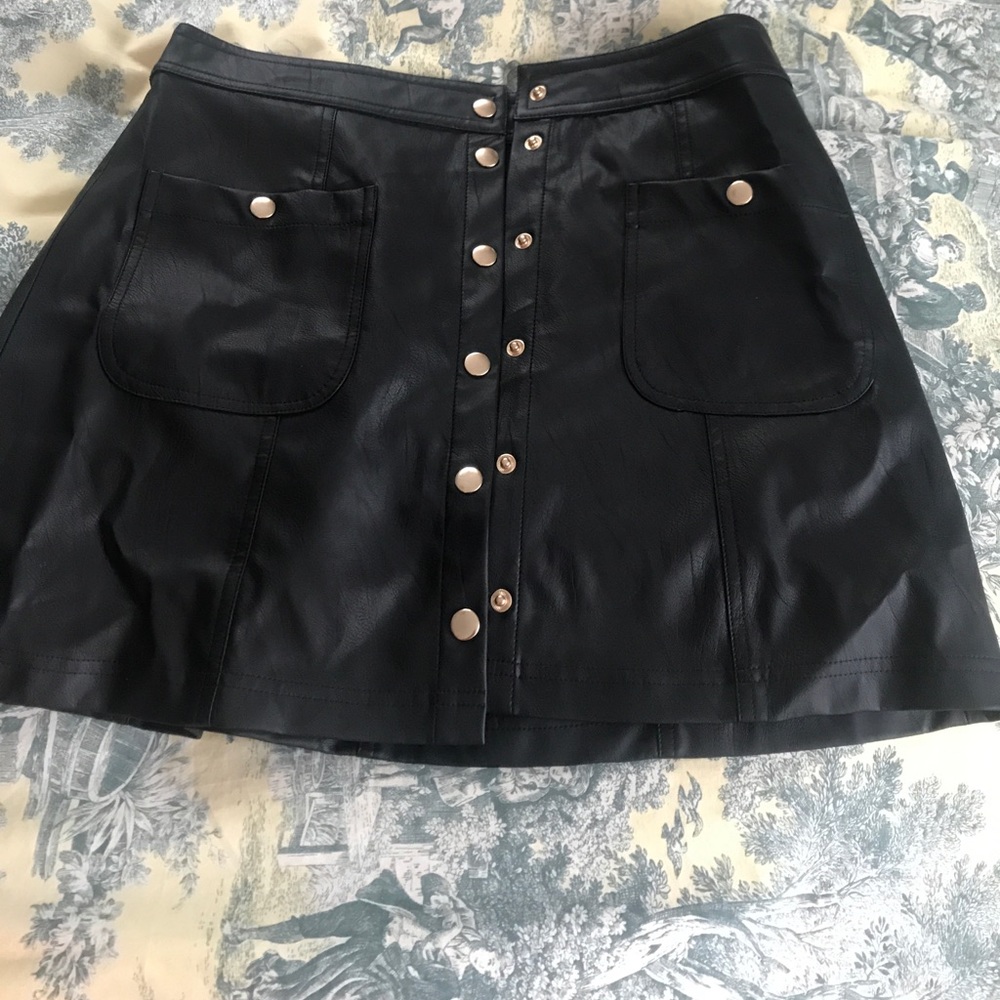 Leather button up skirt