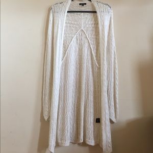 Long white knit sweater