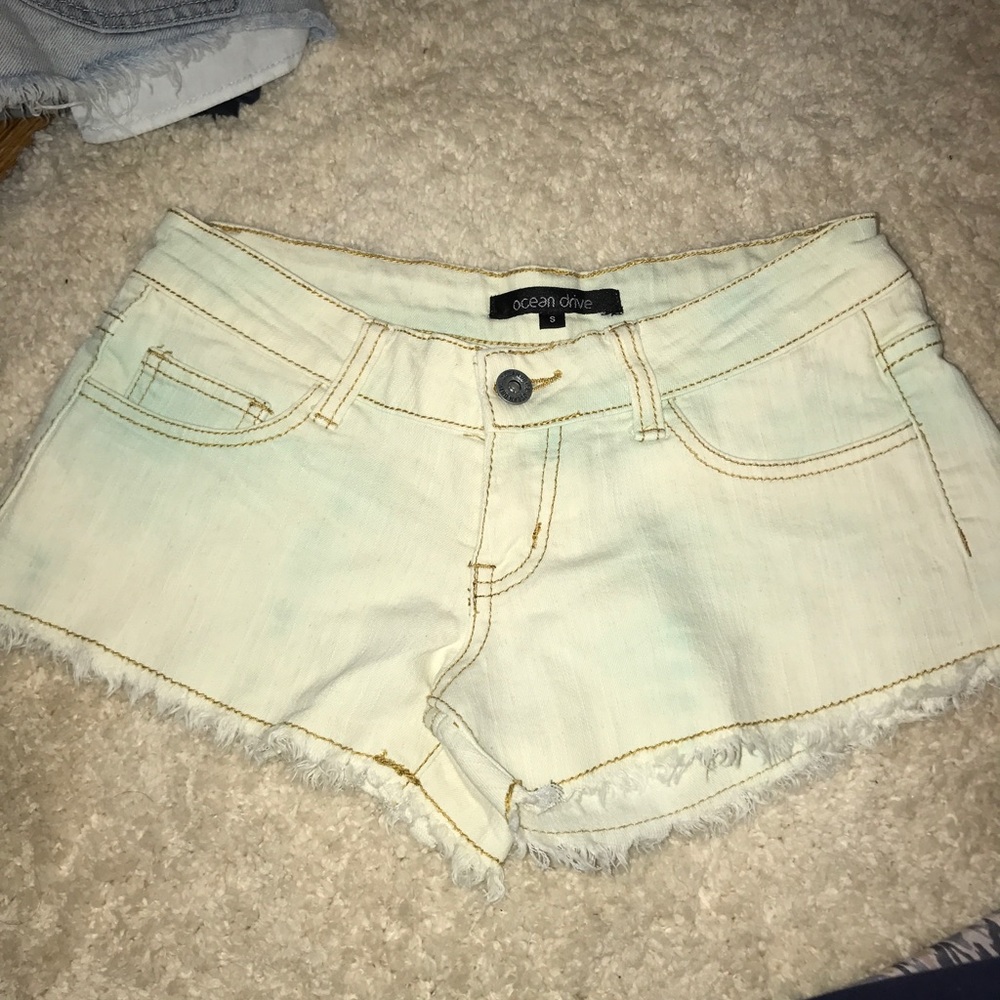 Cream and green tyedye Jean Shorts