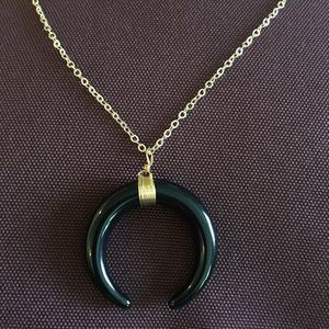 Black and gold double horn necklace