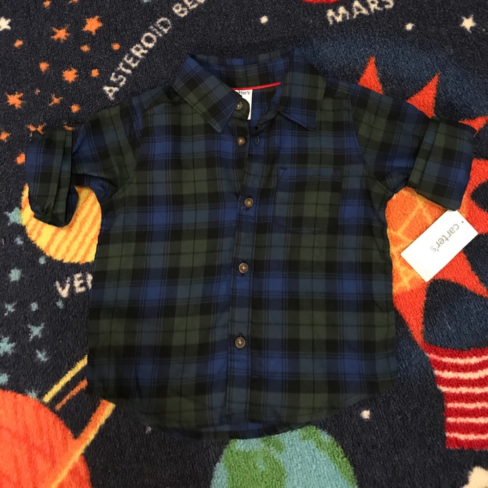 NWT Blue & Green Plaid Button Down