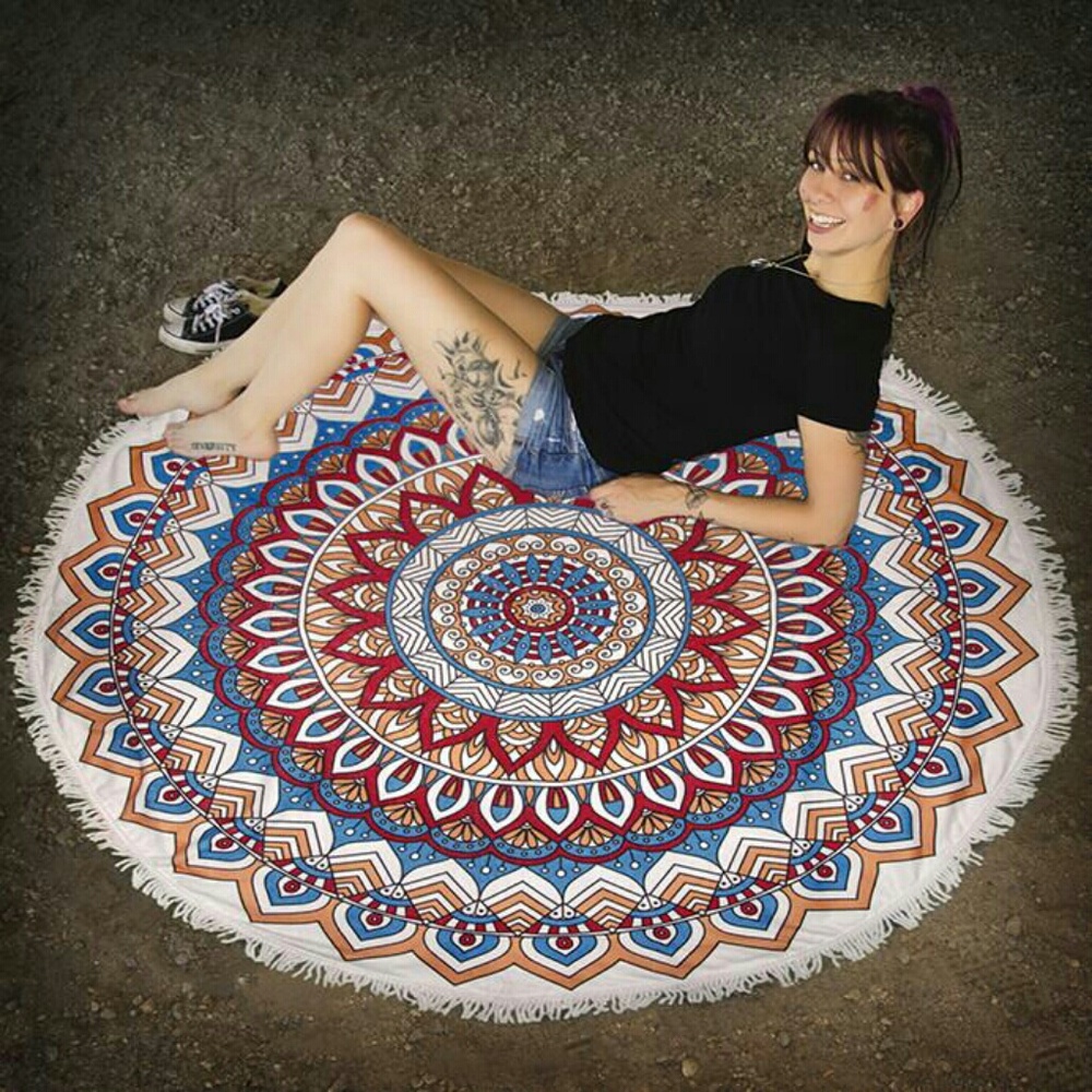 SOLD OUT -NO TASSELS! Mandala Round Beach Towel - Picture 2 of 8