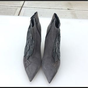 Authentic suede Chloe booties with alligator skin