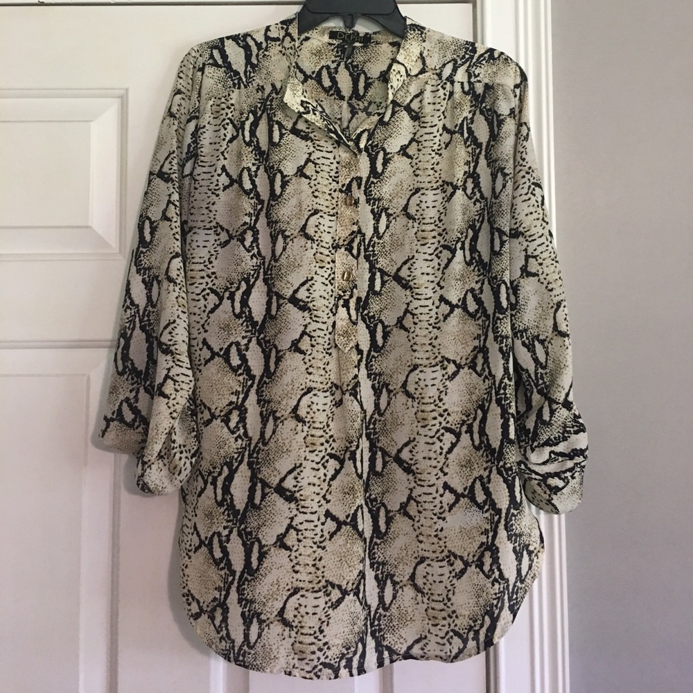 Ladies sheer snake print blouse