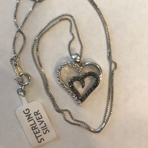 Black Diamond Heart Pendant Necklace
