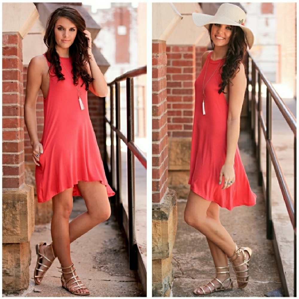 NWT Coral color sleeveless flowy tank dress