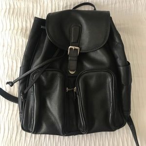 Genuine Leather Bucket Backpack