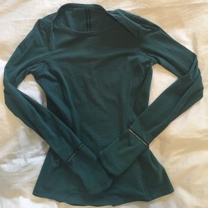 Green striped Lululemon L/S top