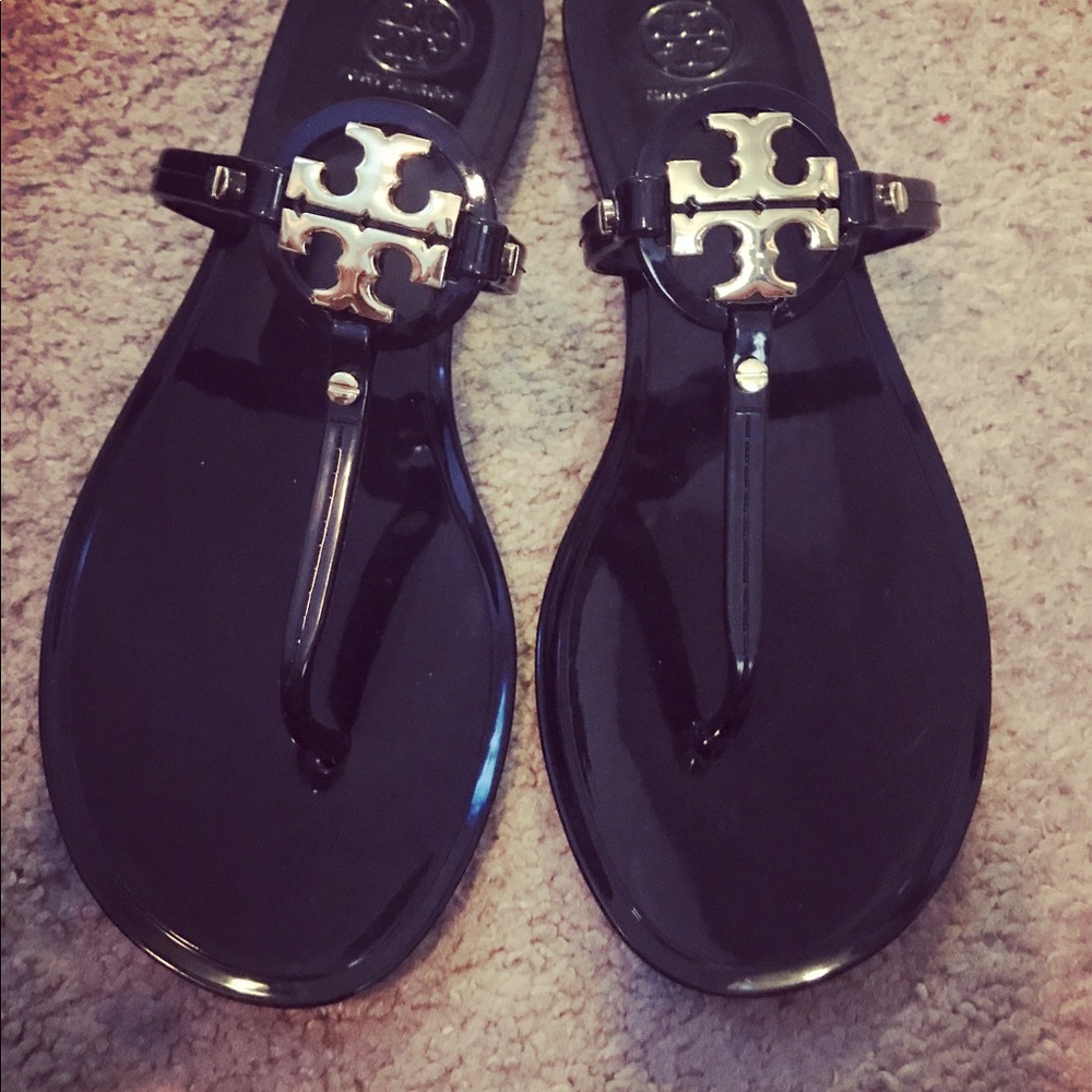 Brand new Tory burch jelly gold and black sandals