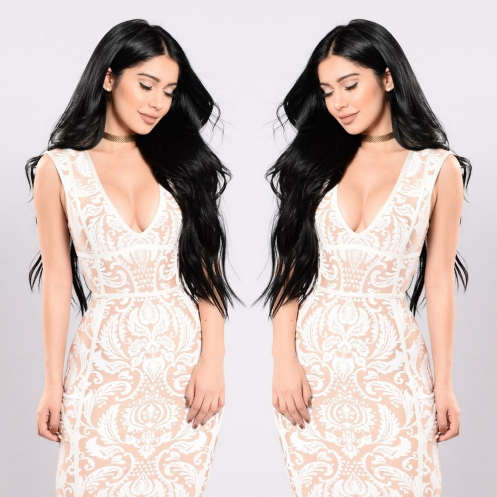Taupe/Ivory Bodycon Bandage Dress - NWT