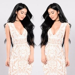 Taupe/Ivory Bodycon Bandage Dress - NWT