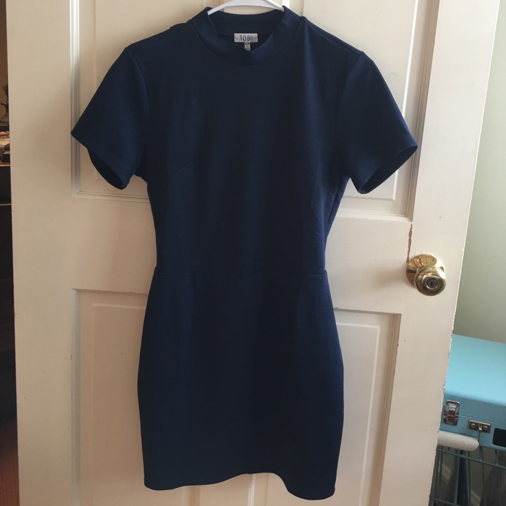 Tobi Open Back Backless Mock-Neck Dress