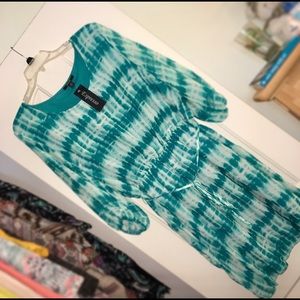 Teal & White Tie-Dyed Knee Length Dress, NWT!