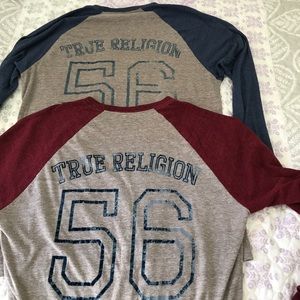 True Religion Long sleeve t-shirt. Blue one left.