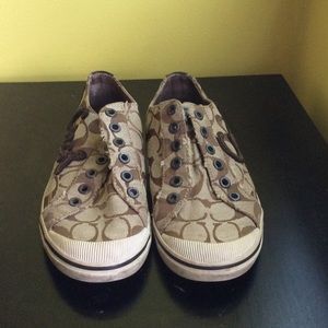 Leather Coach slip on sneakers