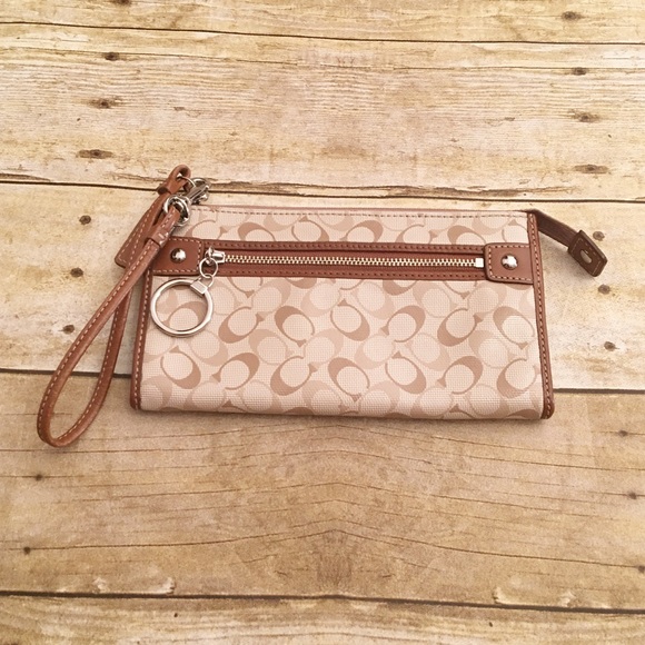 Coach Handbags - Tan/brown Coach wristlet/wallet