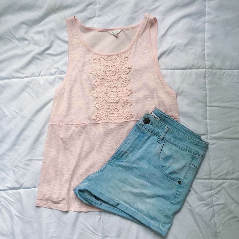 Embroidered Pink Muscle Tank