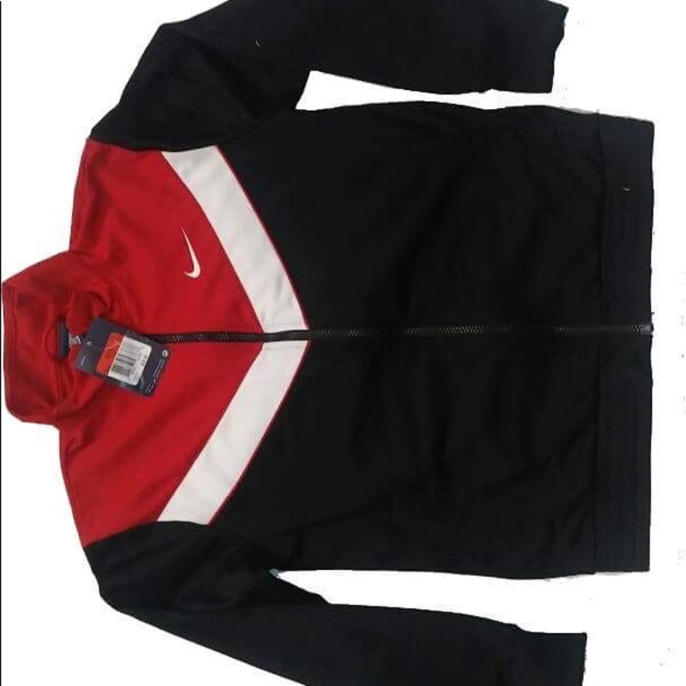 Black, red, and white Nike jacket