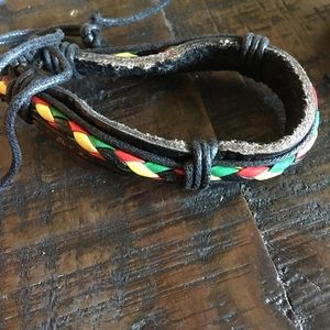 African Leather Bracelet, Rasta Jamaican NWOT