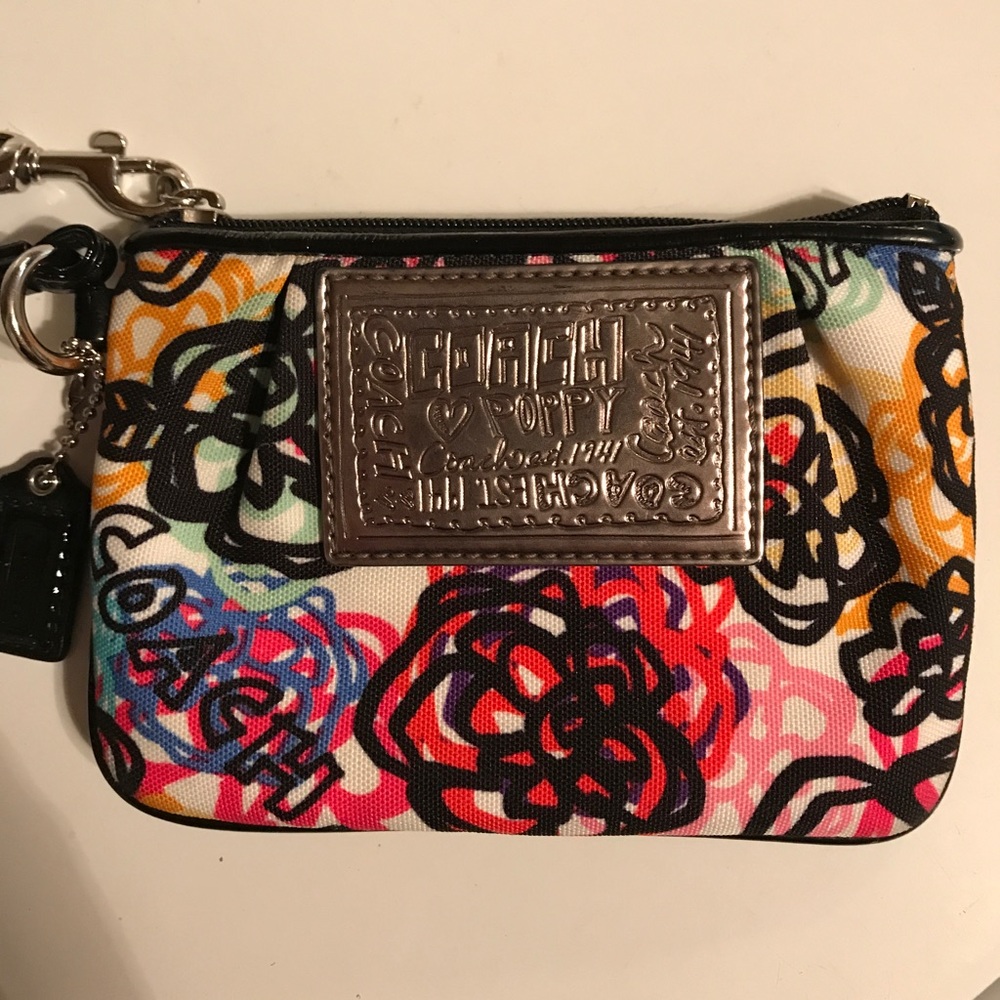 Coach Poppy floral grafitti wristlet