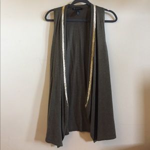 Army green long sweater with gold trim