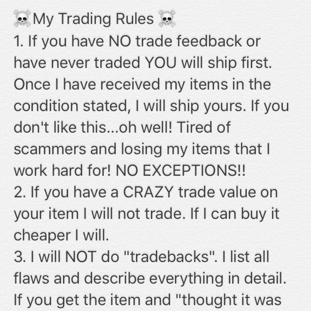 💋☠️MY TRADE RULES!! PLEASE READ!!☠️💋 - Picture 2 of 3