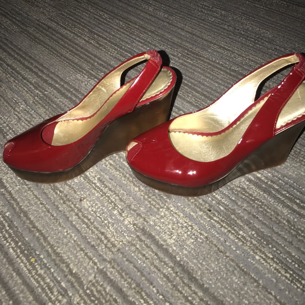 Dark Red Jessica Simpson Wedges (Final Sale)