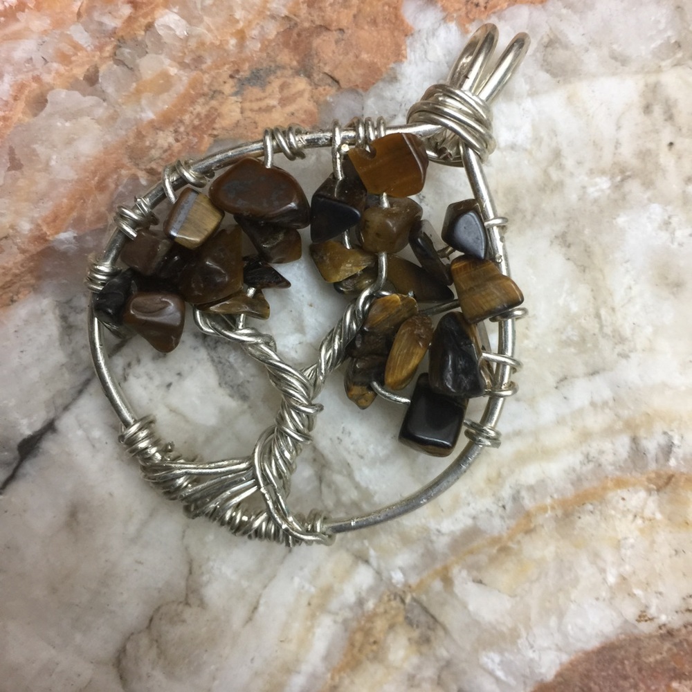 Tree Of Life tigers eye pendant