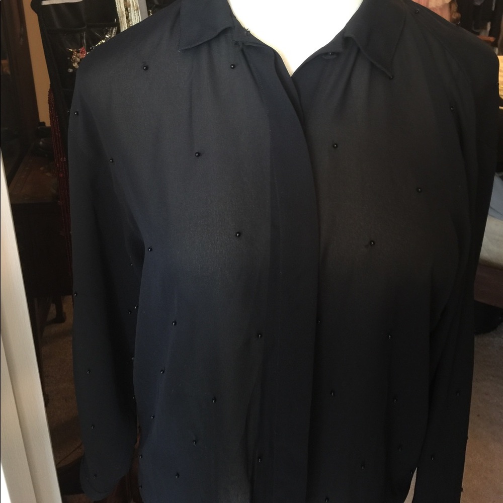 JonesNew York Blk Beaded Lg Sleeve Chiffontop12/14